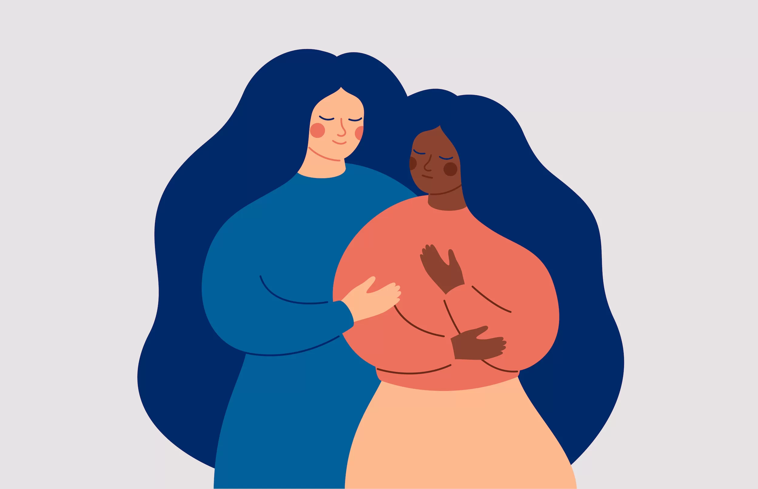 Friends Support Concept. A woman comforts her best friend who in stress and depression